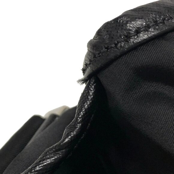 Auth PRADA Logo Jacquard 2VD769 Black Nylon Leather Shoulder Bag - Picture 14 of 16